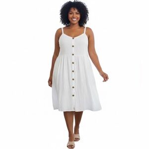 Torrid White Strappy Midi Button Front Sun Summer Dress Size 3X Woman Lady